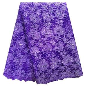 China F50285 51-52&quot; customizable metalic african french net lace/ tulle lace embroidered fabric for girl wholesale