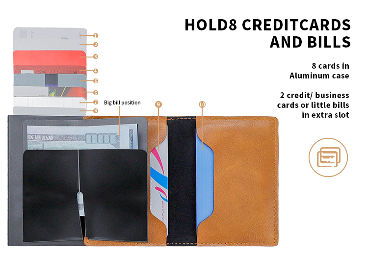 Minimalist Slim Metal Pop Up Rfid Blocking Business Credit Wallet for Daily Life