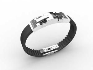China Top Quality Europe Fashion Stainless Steel Genuine Leather Silicone Bangle Bracelet ADB39 wholesale
