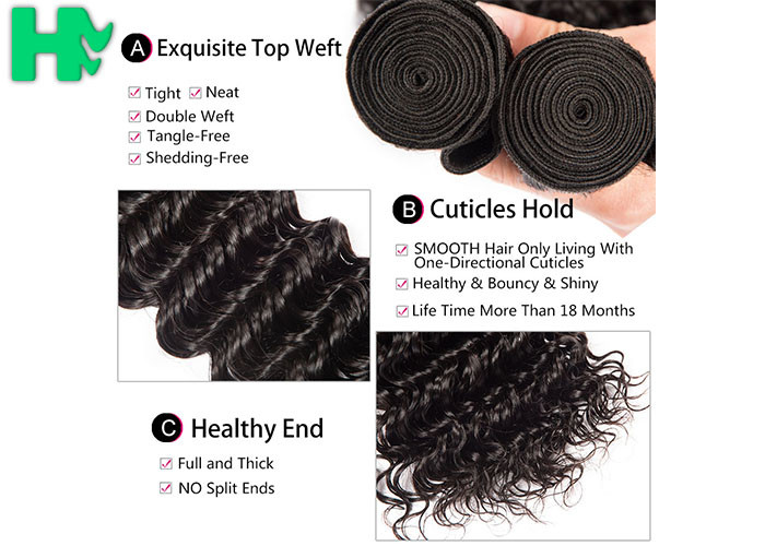 10A Grade Remy Unprocessed Smooth Human Brazillian Hair Weft , Peruvian Virgin Hair Extension