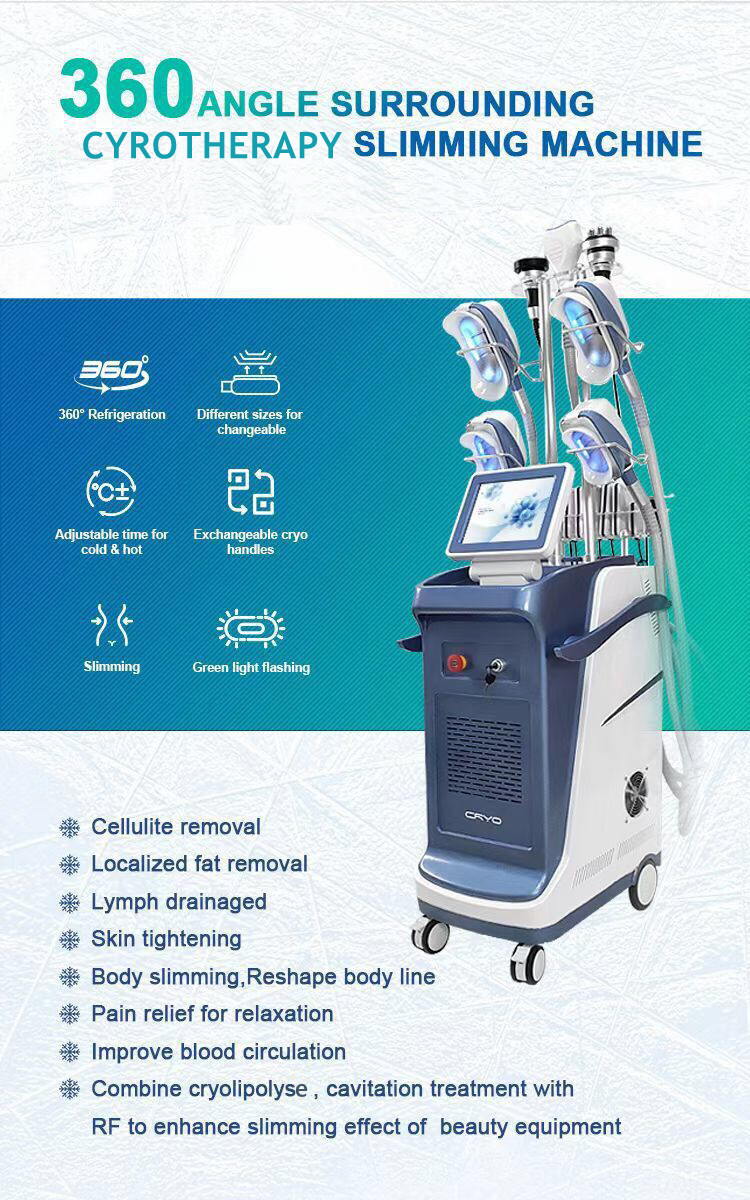 360 Cryolipolysis Slimming Machine 4 Handle 10 Degrees Fat Loss Vacuum Massage