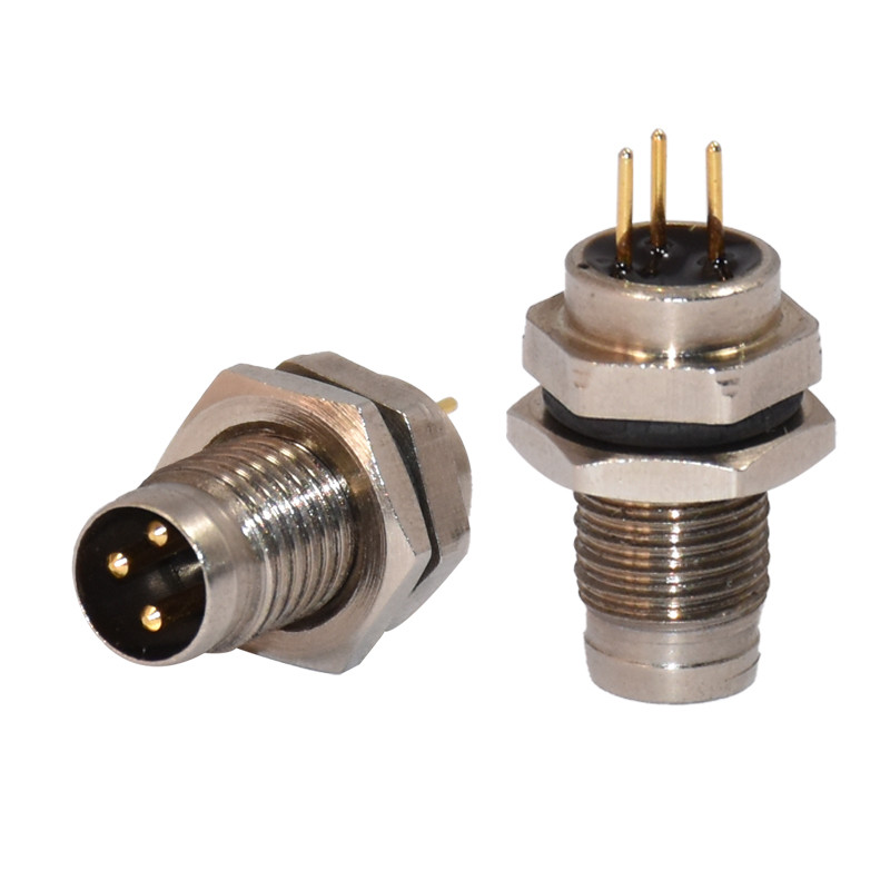 Aviation M8 socket auto waterproof 3 4 pins pcb panel mount connector IP67/68 waterproof connector