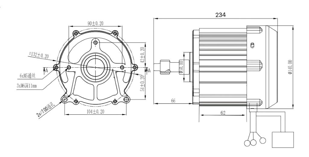 KG-YWY4-1500 72v dc Brushless  motor output power 1500w Mainly used in electric tricycles electric four-wheelers.