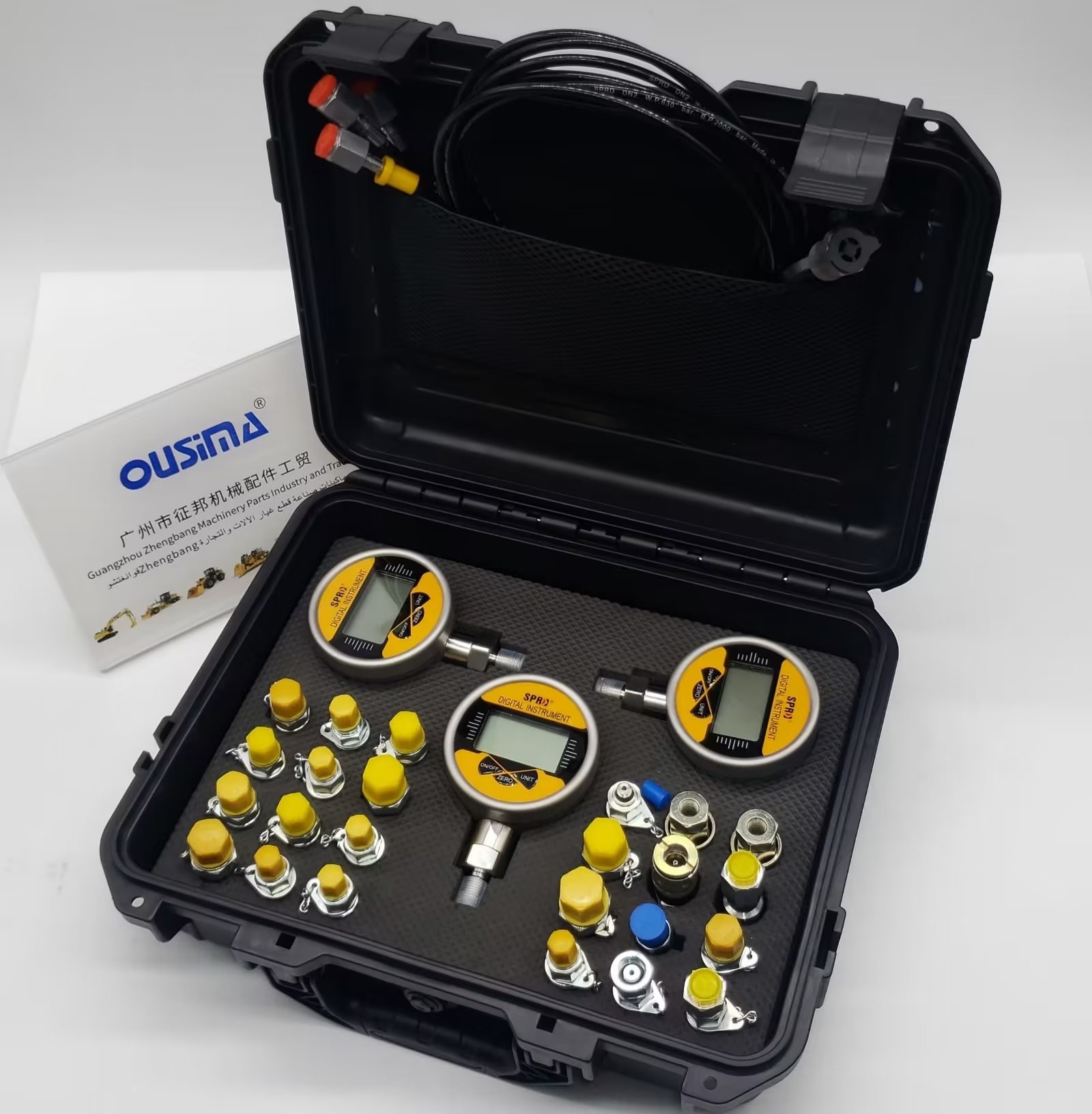 Excavator Hydraulic Pressure Test Gauges Kit With 3 Pressure Gauges 3 Test Hoses