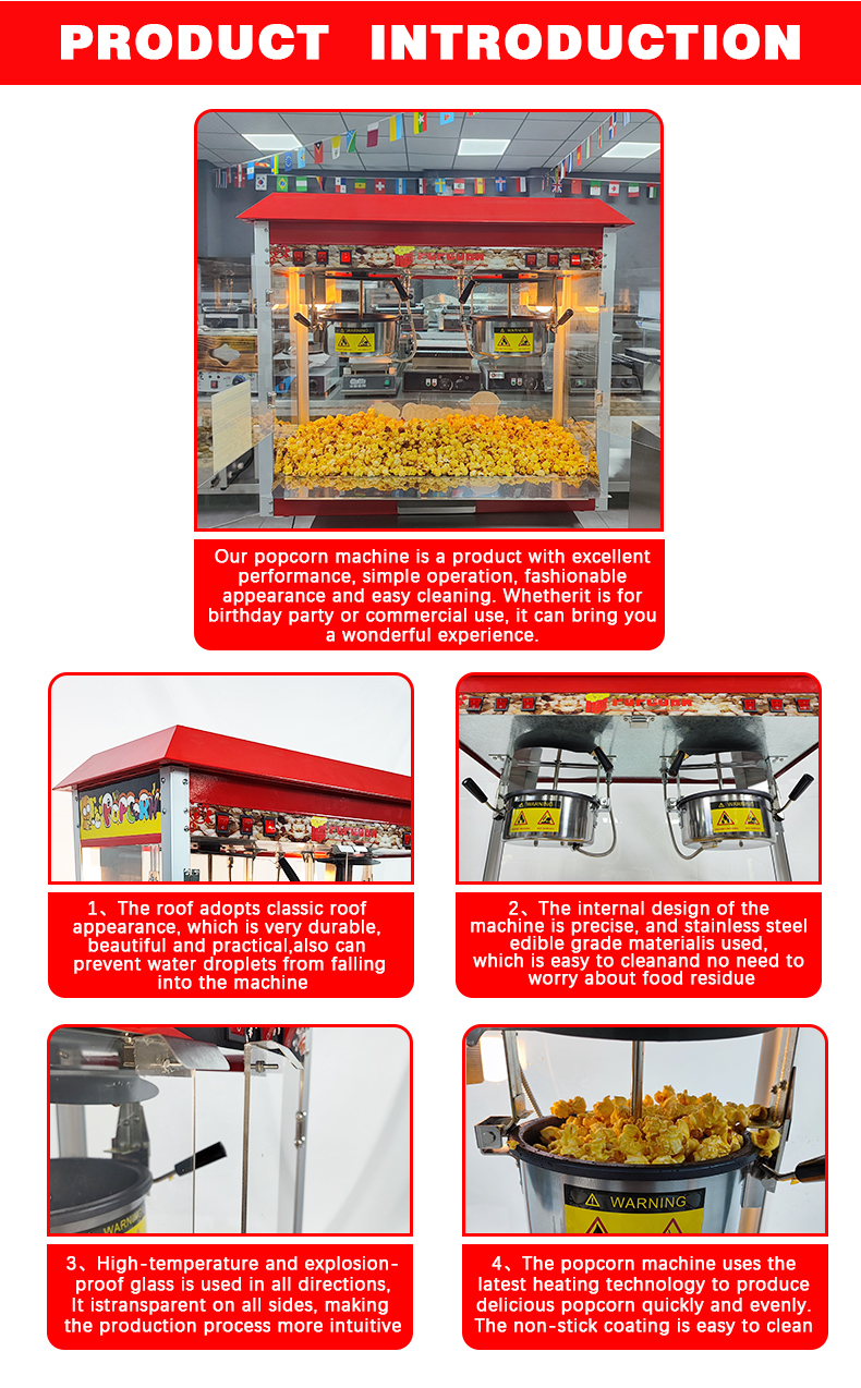 860*420*740mm Electric Big Double Pot Popcorn Machine for Snack Food Processing Line