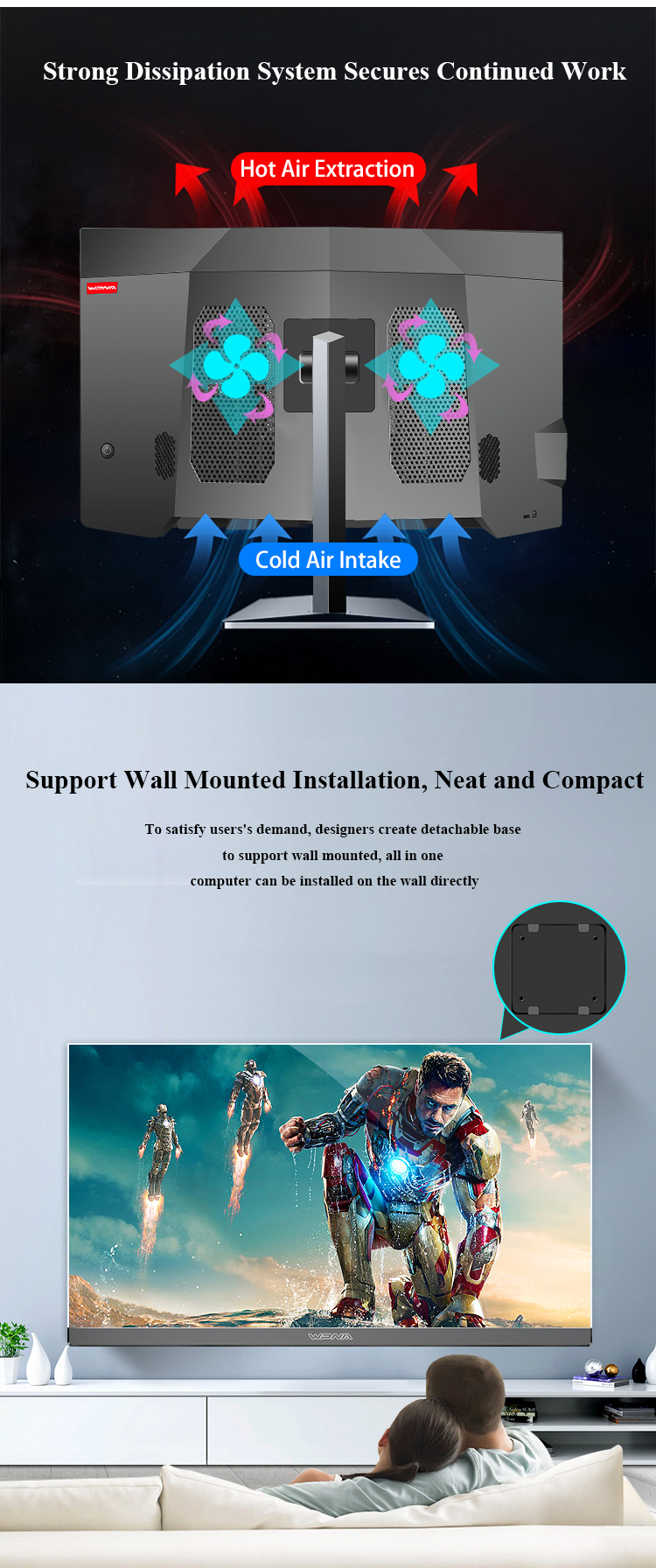 23.8 Inch All In One Desktop Computer with Office Gaming PC and USB Port UK Plugs Type