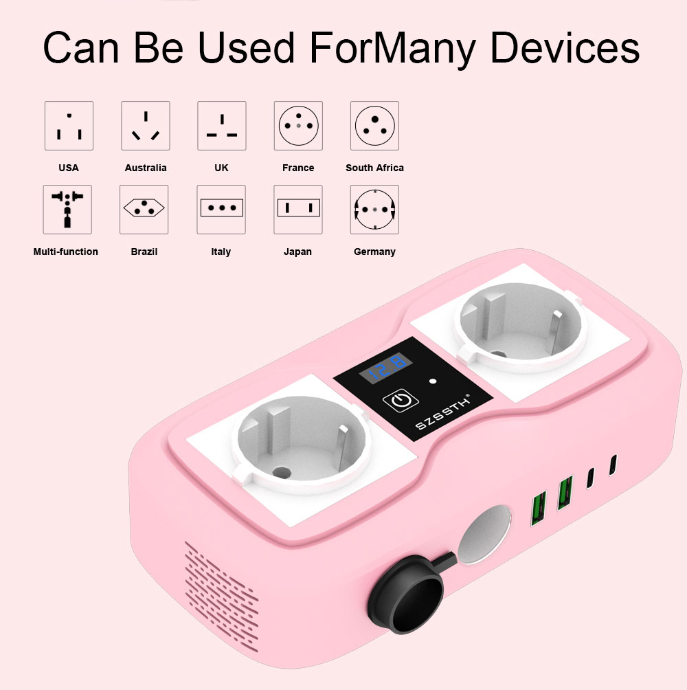 Modified Sine Wave 200 Watt Car Inverter 12V DC To AC 240V With 2 USB Charging Ports