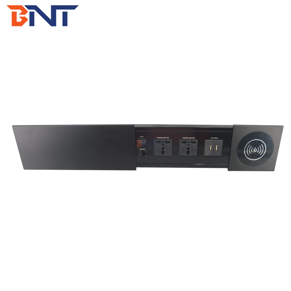 Wireless charger office sliding table power socket box with usb charger