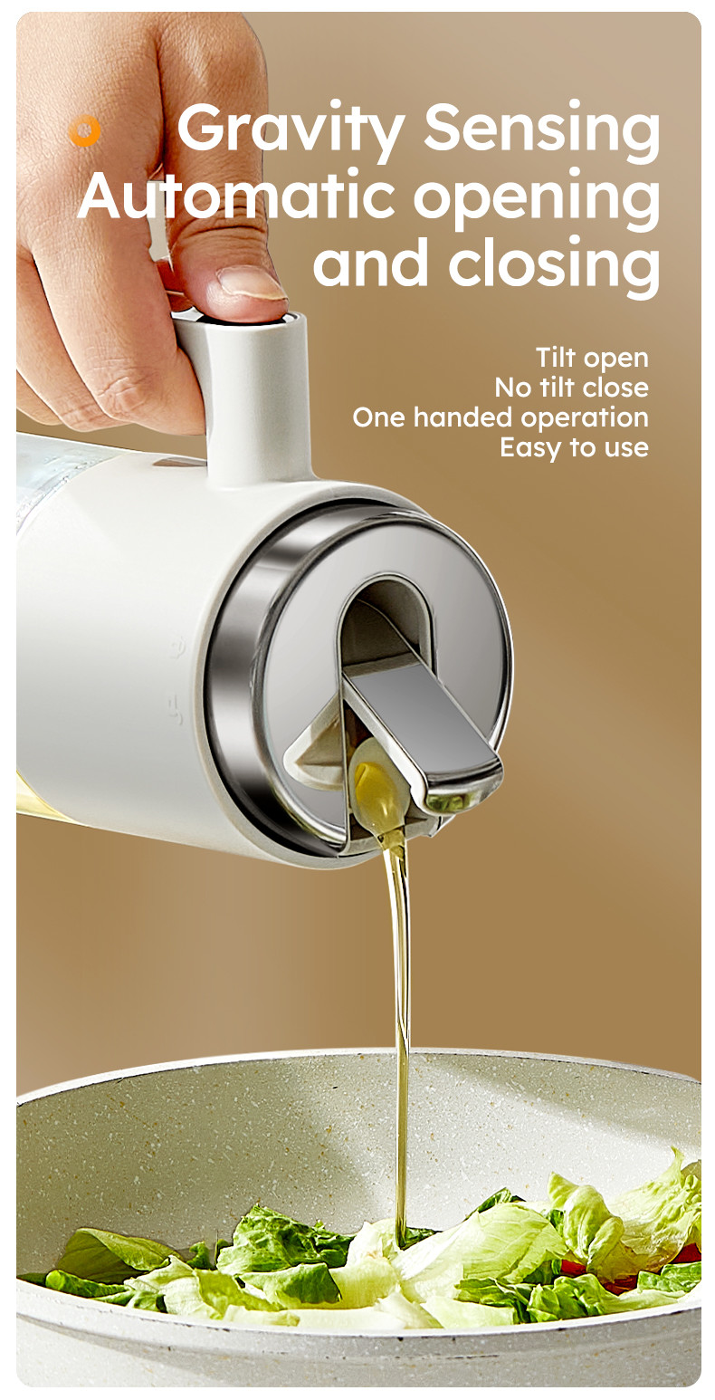 NEW 500 Ml/17oz Stainless Steel Lid Clear Vinegar And Olive Oil Bottle Dispenser Auto Flip Glass Oil Pot Container