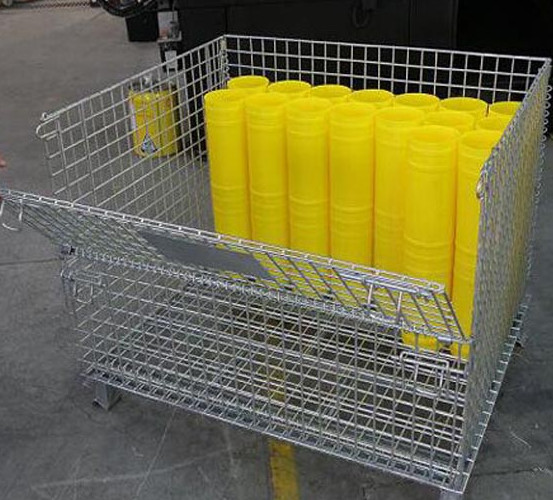 Aceally Industrial Foldable Mesh Storage Cage With Wheels For Warehouse