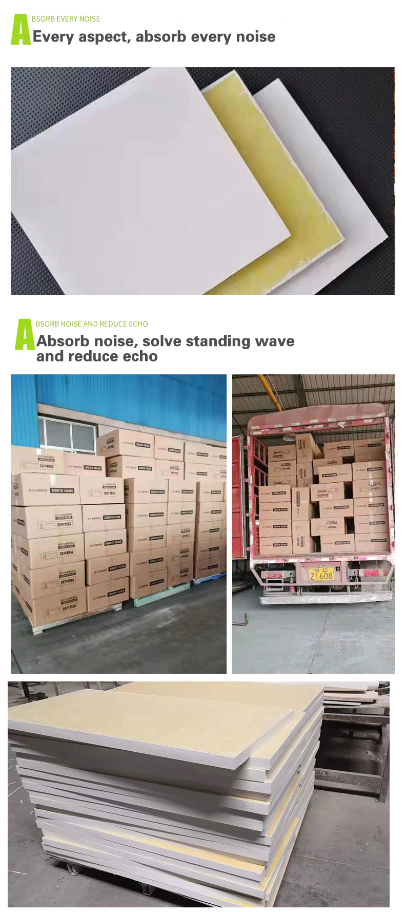 Class A Fire Rated Acoustic Glass Wool Ceiling Tiles Square Edges Fiberglass Panels