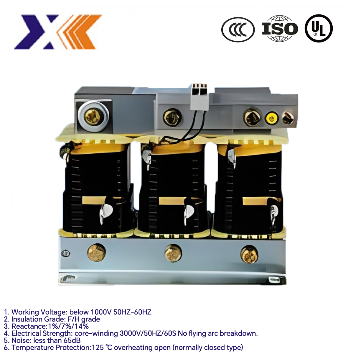 450v Aluminium Copper Winding Reactor High Insulation Degree for Three Phase System