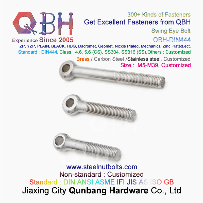 QBH DIN444 Stainless Steel SS304 SS316 SUS 304 316 Swing Eye Bolt Eye-Bolt