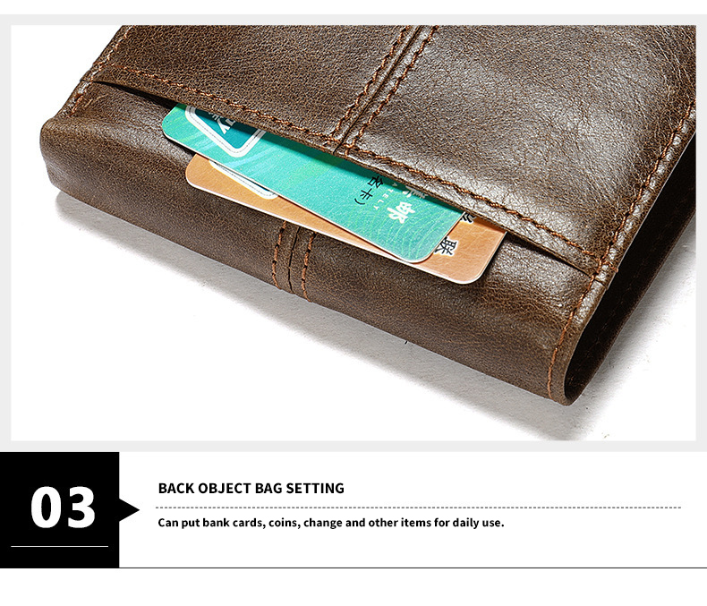 Custom Logo Men's Genuine Leather Bifold Wallet with RFID Protection and Card Holders