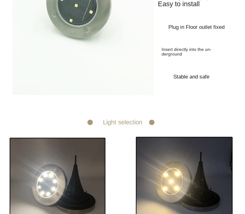 Solar Lawn Lamp Outdoor Yard Buried Decoration Night Lights with High Luminous Flux