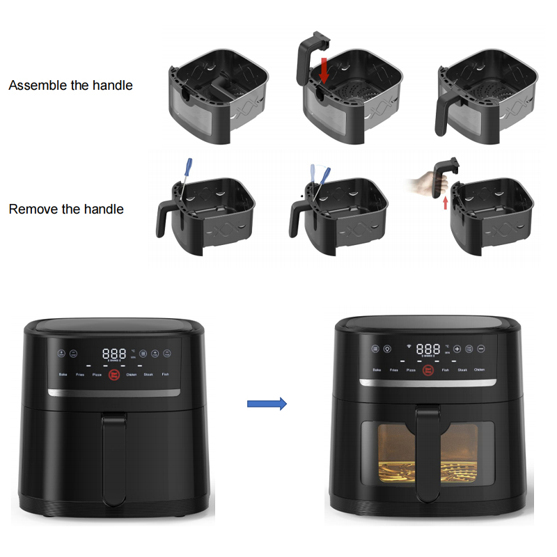 Electric Wifi Tuya 3.5L 4L 5.5L 6.5L 8L 9L Smart Glass Oil Free Deep Fryer