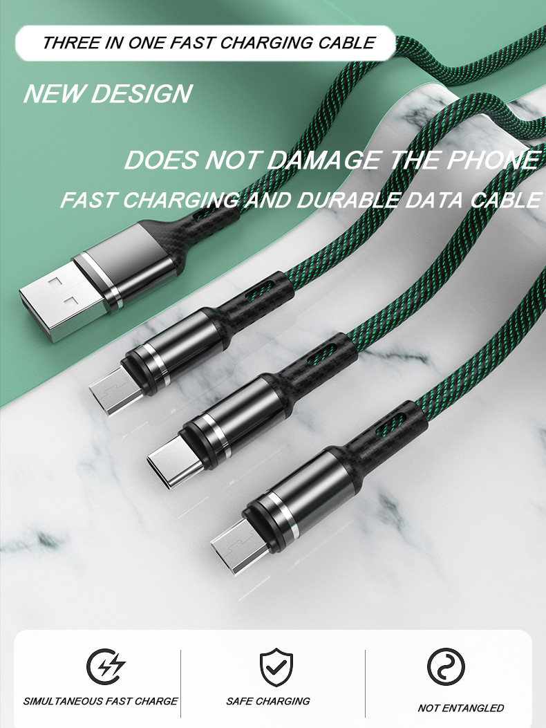 Cotton Braided USB 2.0 Charging Cable Type C 3.5A Fast Charging Cables