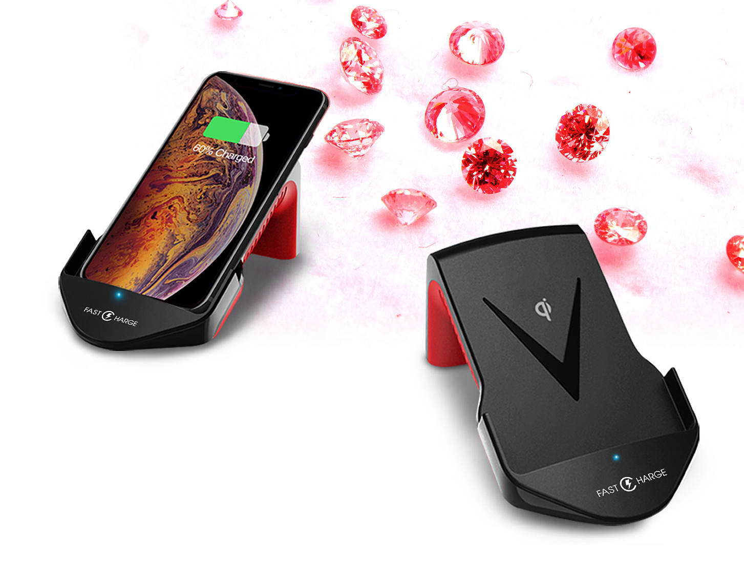 Qi Fast Wireless Charging Stand , Vertically Horizontally Wireless Charging High Heel Style