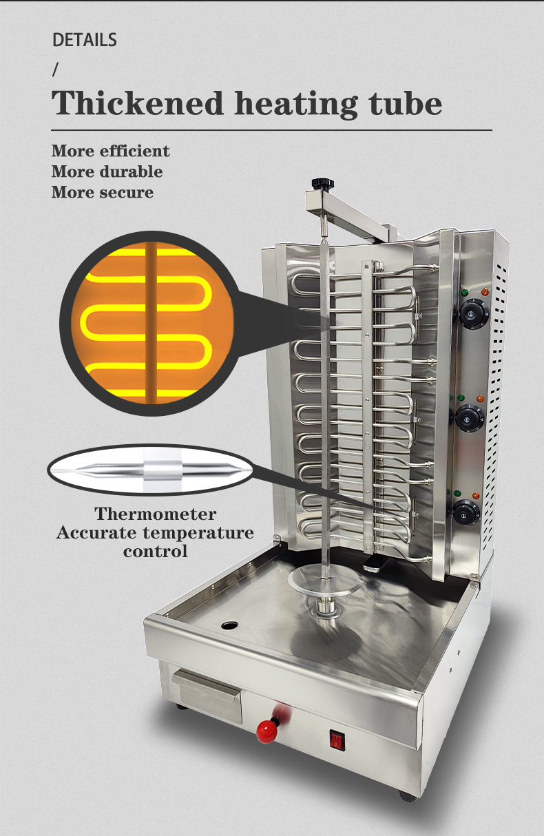 220V Gas 3-burner Electric Automatic Rotary Chicken Kebab Doner Shawarma Making Machine