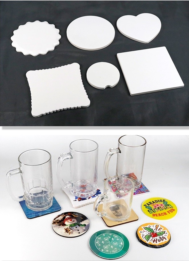Blank Coated Heart Shape Sublimation Ceramic Coaster For Sublimation Heat Transfer Printing