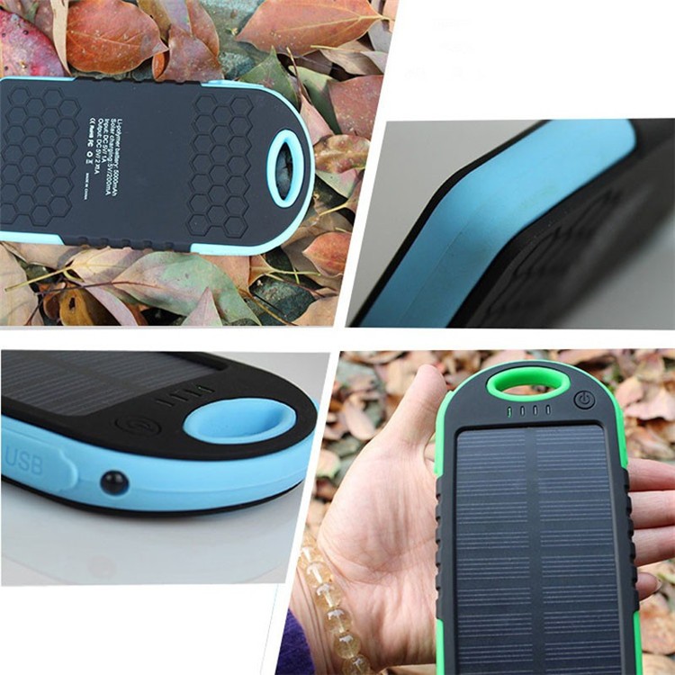 2016 Solor Charger 5000mah Portable Waterproof Solar Power Bank Backup Dual USB Powerbank