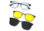 Pure Titanium Aluminum Glasses Frame Clip-On Black Business Glasses