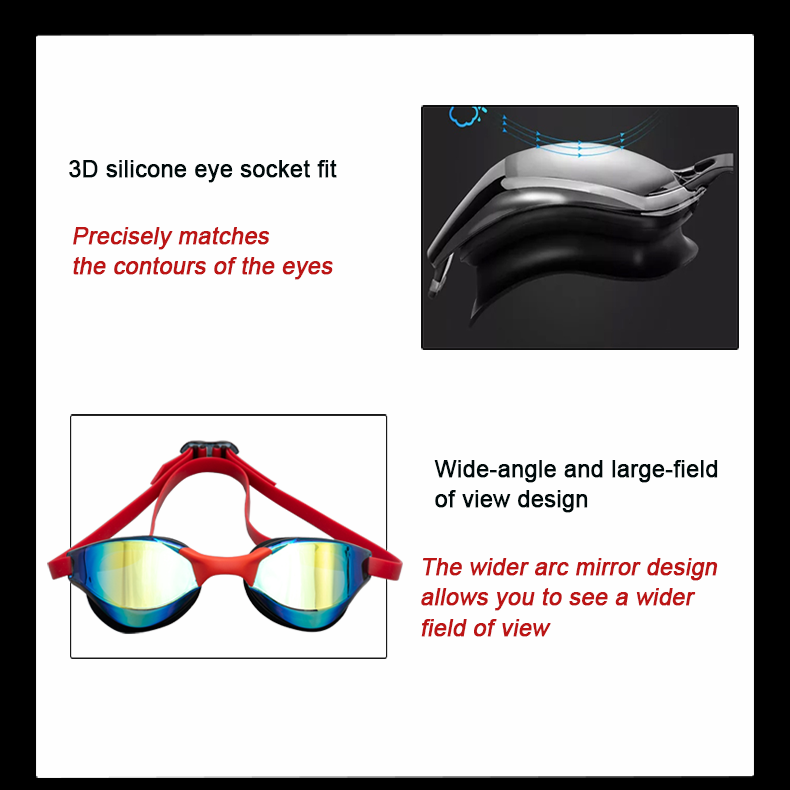 Polarized Swimming Goggles Customized Racing Swimming Goggles 17*5*7cm
