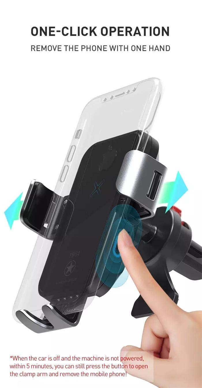 5W Qi Wireless Car Charger Holder Smart Coil Induction 6mm For Samsung S21 IPhone 12