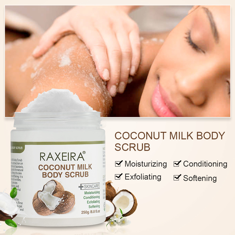 Exfoliate Skin Coconut Milk Skin Care Body Scrub 250g Black Color