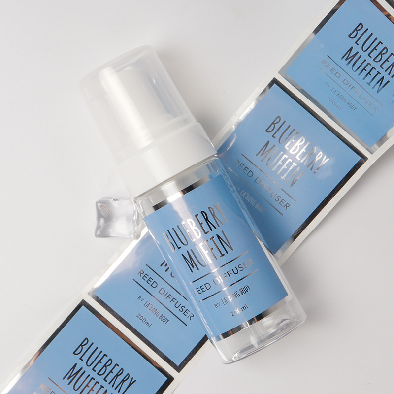 50MM Custom Waterproof Plastic Coated Stickers Labels For Cosmetics Plastic Bottles