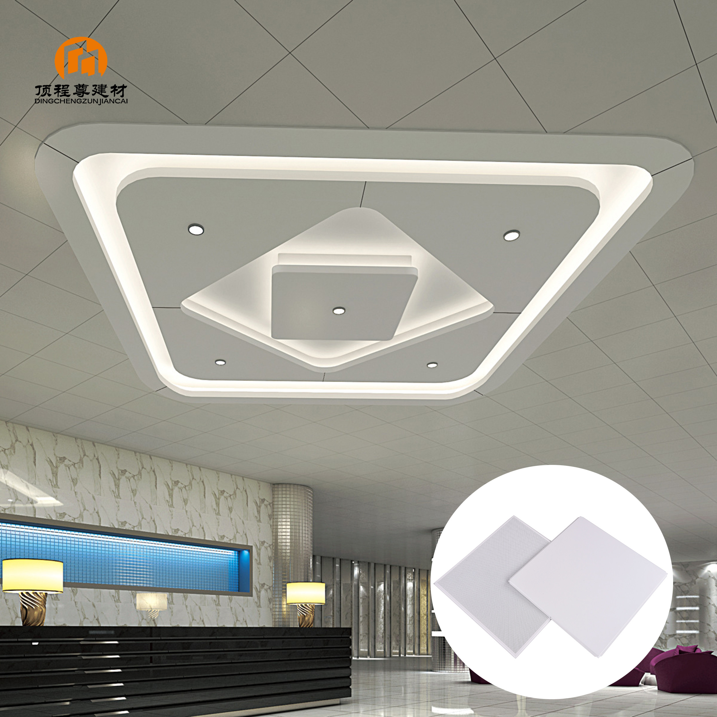 Fire-resistant Hospital Decoration 600 x 600 mm Aluminum Panels Clip In Ceiling Tiles Removable False Metal Ceiling