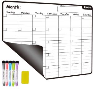 China Magnetic Dry Erase Monthly Fridge Calendar White Black For Refrigerator wholesale