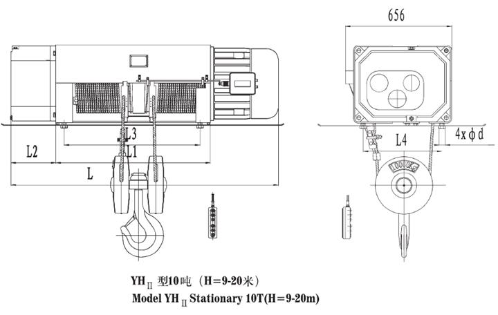 YH Metallurgical Electric Hoist for high temperature with competitive price 0.5-10t