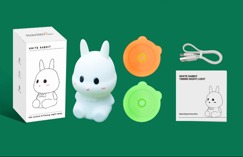 Baby Night Lamp with LED Light Source Bunny Rabbit Shaped Smart Touch Night Light