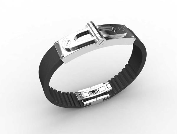 Top Quality Europe Fashion Stainless Steel Genuine Leather Silicone Bangle