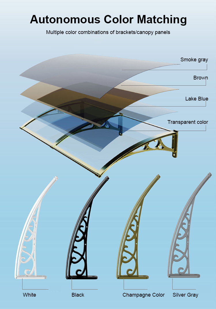 Waterproof Polycarbonate Canopy Awning Anti UV Polycarbonate Sheet Awning