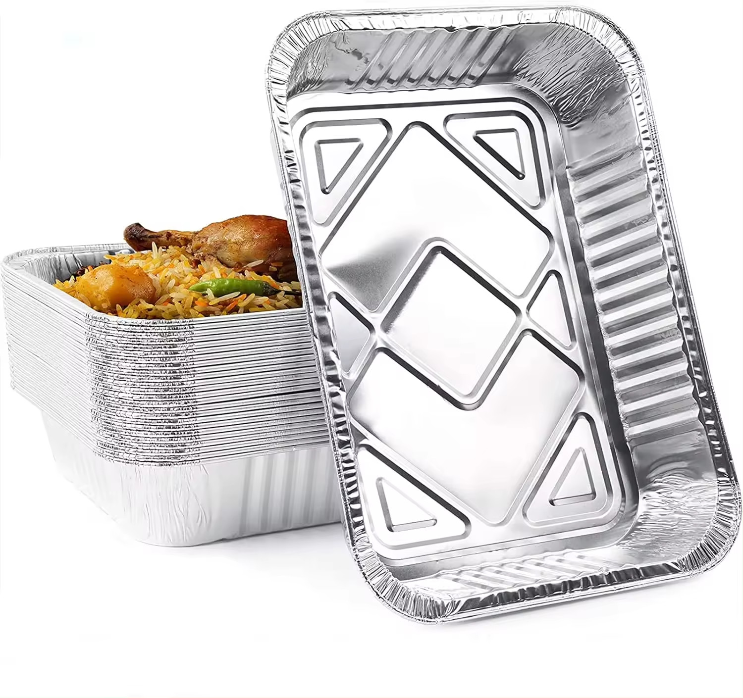 Disposable Food Grade Aluminum Foil Pan 300ml Rectangular Container