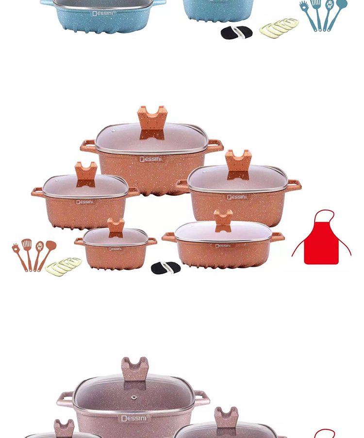 Brand New Design 22Pcs White Kitchen Ware Set Aluminum Nonstick Cookware Cooking Pot Sets