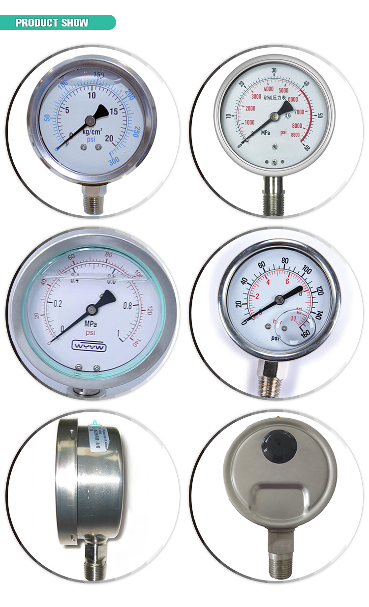 Full SS304 Oil Filled Pressure Gauge 60mm with Stainless Steel Case
