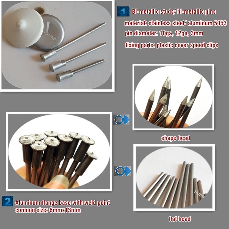 Aluminum Flange Base CD Weld Rock Wool Insulation Pins With Self Locking Washer