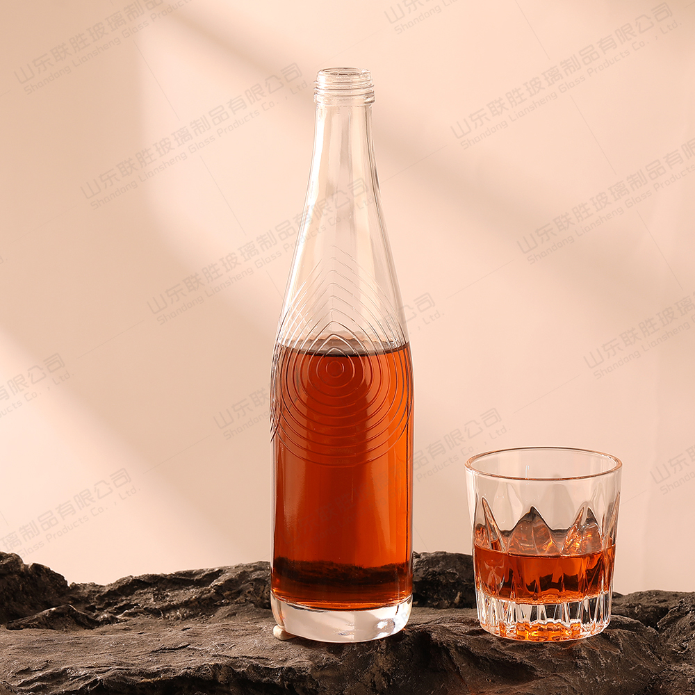 Custom Burgundy Shape 750ml Flint Glass Bottle For Beverage Screen Printing