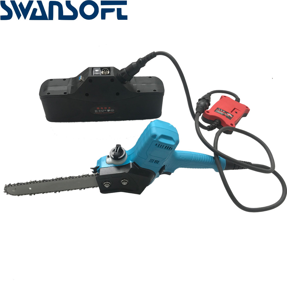 Swansoft 7" Wood Cutting Machine Single Hand 40V Battery Saws Electric Chainsaw