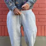 Custom Printed Logo Men's Wide Leg Baggy Sweatpants in French Terry with Double
