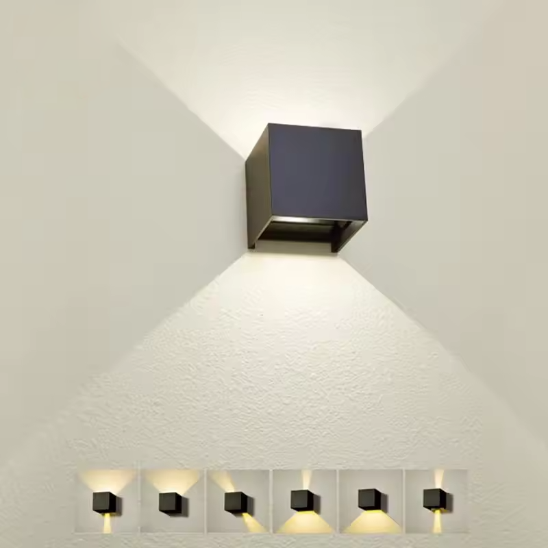 Outdoor Waterproof LED Wall Lamp Up And Down Aluminum Exterior Modern Cube Garden Light