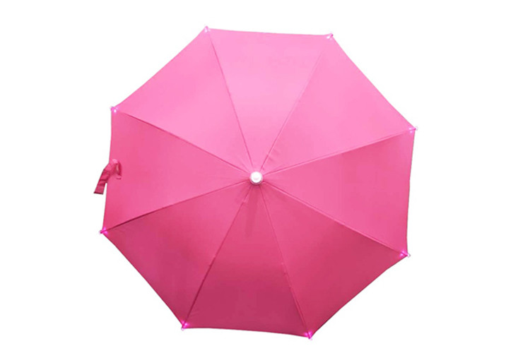 Customized Girls Pink Umbrella Easy Manual Open Use 19 Inches With LED On Tips