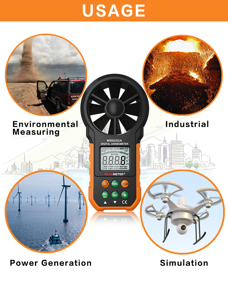 Digital Environmental Meter Air Volume Handheld Anemometer Wind Speed Meter
