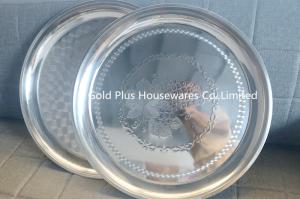China 40cm Dinnerware tray dish stainless steel custom serving pizza tray plate dish Factory price China dinner plates wholesale