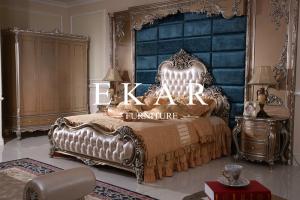 China Louis XV bedroom set carvings in solid wood gilded leaf finish ivory-lacquered LS-A311A wholesale