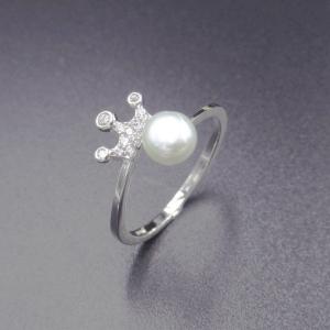 China Imperial Crown Shape Silver Pearl Ring / 925 Freshwater Pearl Ring Silver Jewelry wholesale