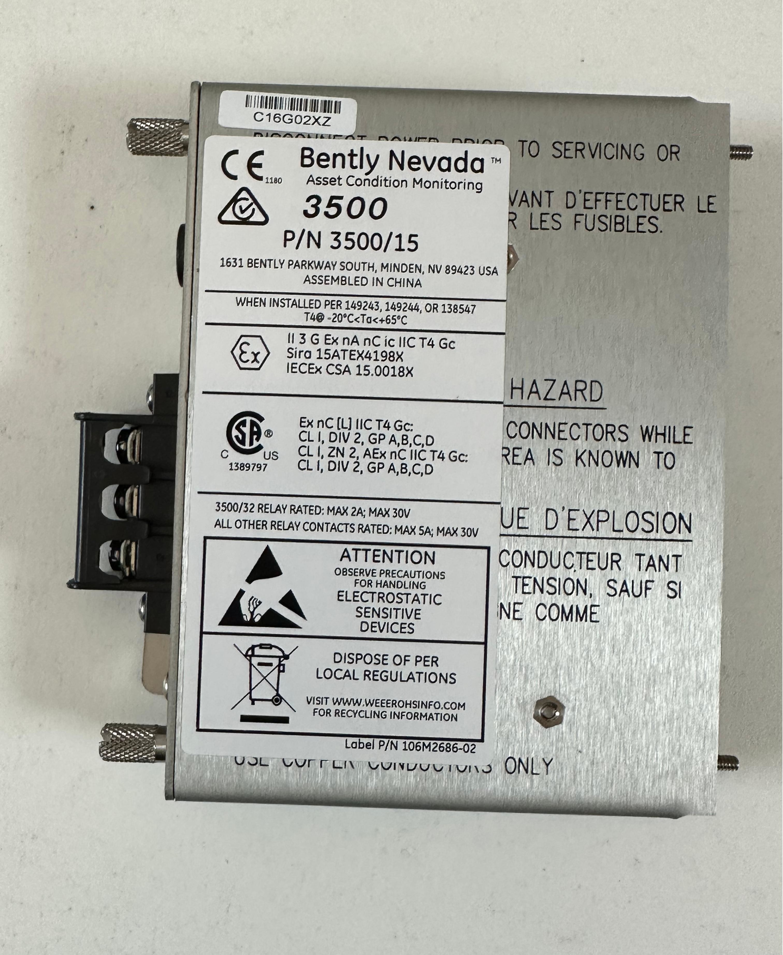 125840-01 Bently Nevada High Voltage AC Power Input Module (PIM)